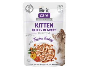 Brit Care Cat Kitten Fillets in Gravy z Indykiem, Rokitnikiem i Nasturcją 85g