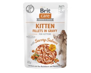 Brit Care Cat Kitten Fillets in Gravy z Łososiem, Rokitnikiem i Nasturcją  85g