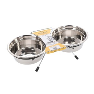 Dingo Metalowe miski - zestaw na stojaku 2x 2,83 l