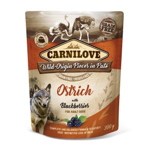 Carnilove Dog Pouch Struś i jeżyny 300g